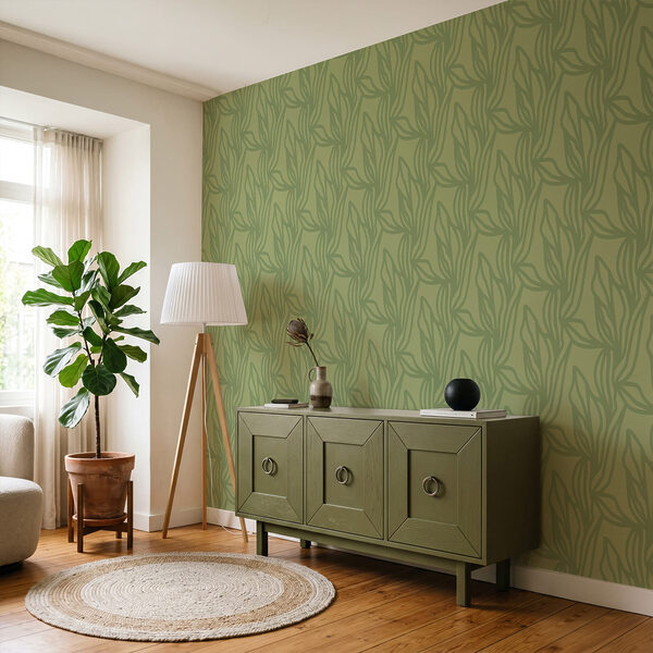 Green pattern with leaves