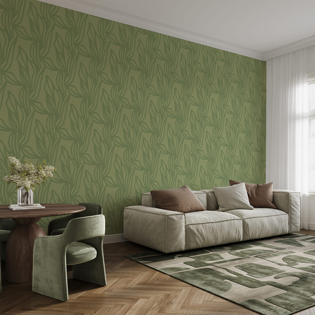 Green pattern with leaves