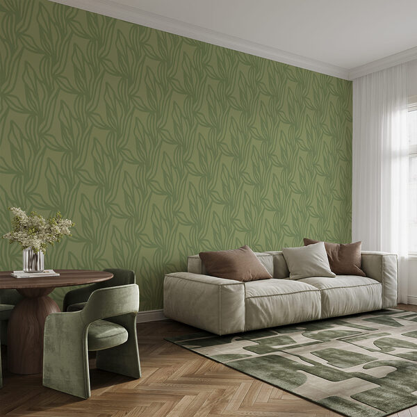Green pattern with leaves