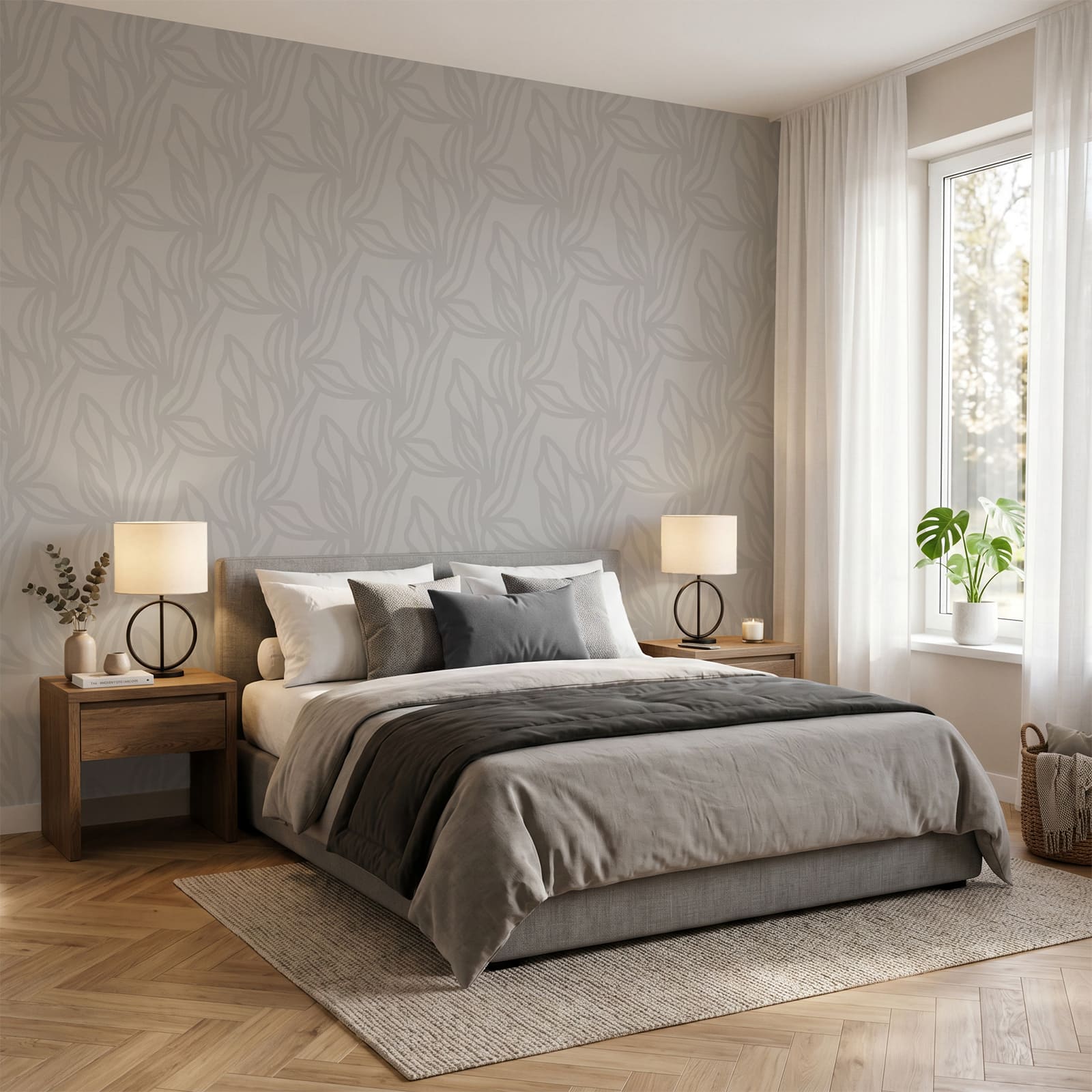 Grey pattern with leaves Grey pattern with leaves