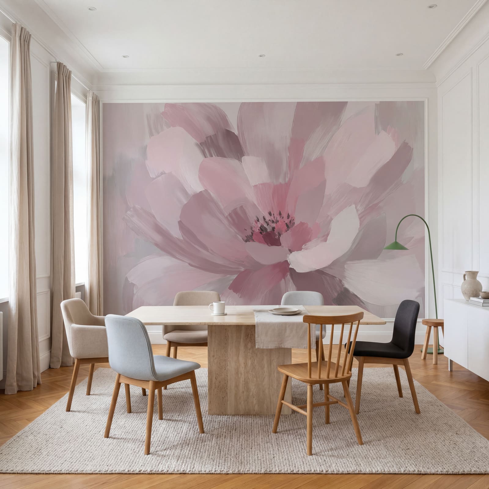 Delicate pink flower in soft hues
