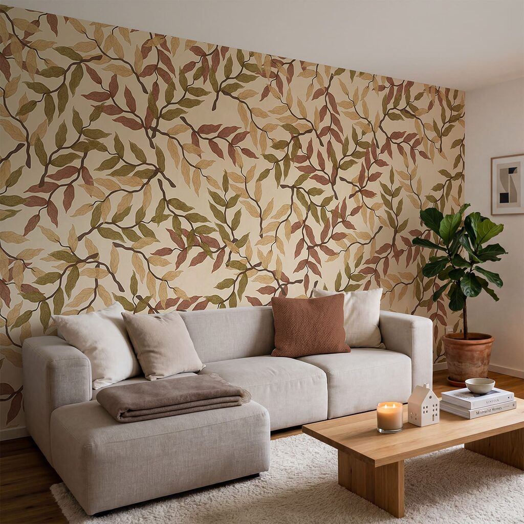 Pattern of leaves on a beige background Pattern of leaves on a beige background