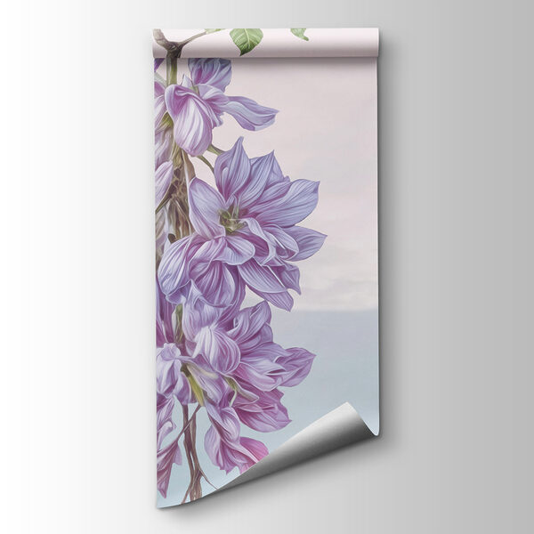 Painting of a archway with purple flowers on it Painting of a archway with purple flowers on it