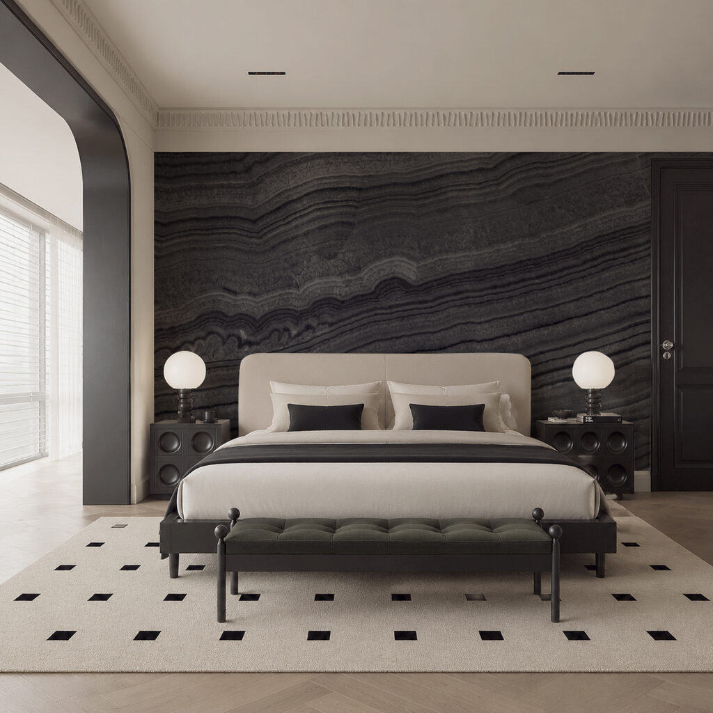 Black and white striped surface Black and white striped surface
