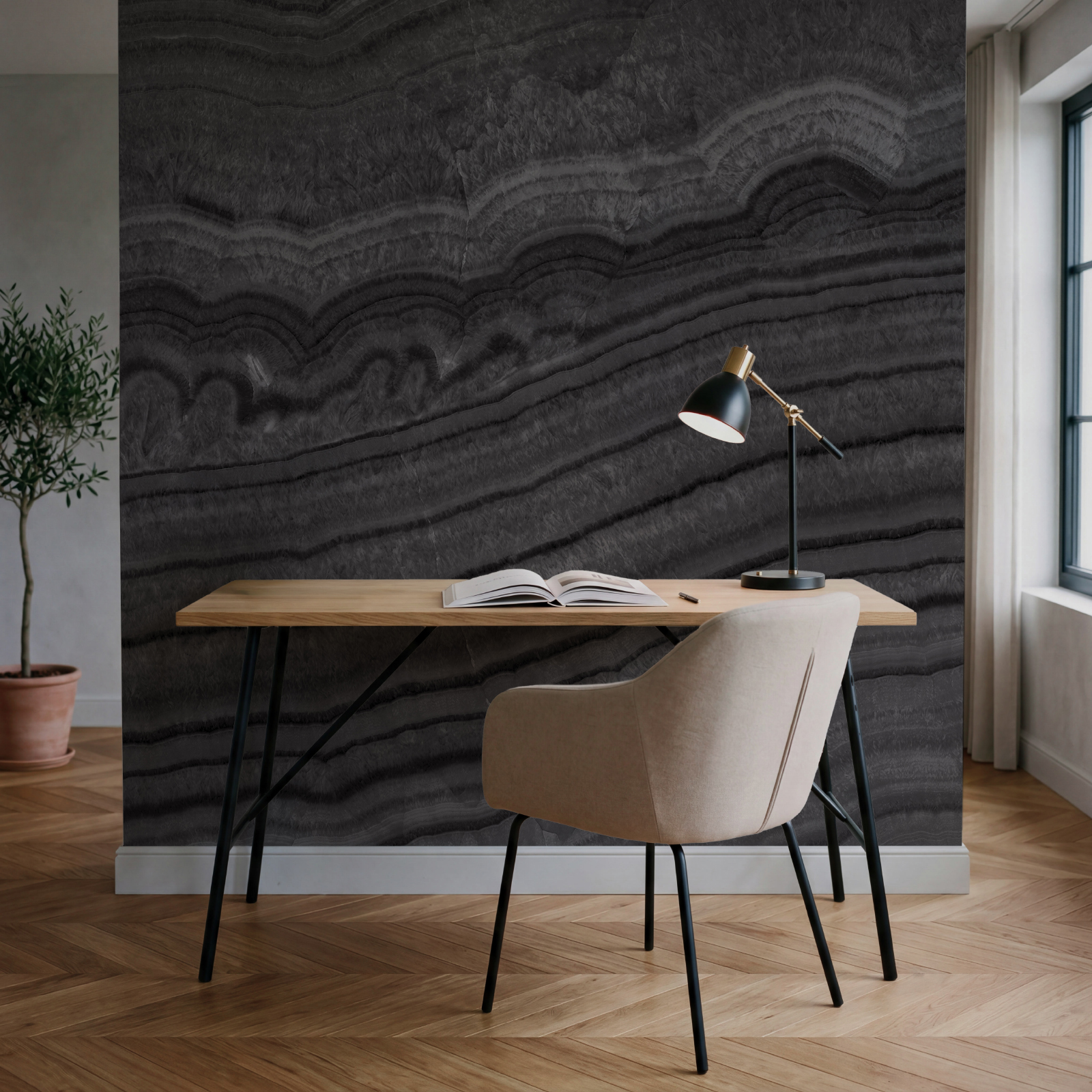 Black and white striped surface Black and white striped surface