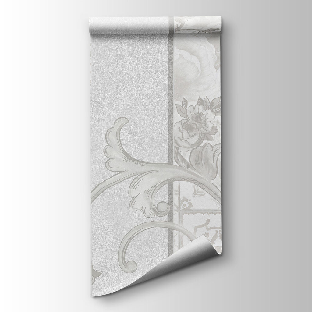 White wallpaper with floral designs White wallpaper with floral designs