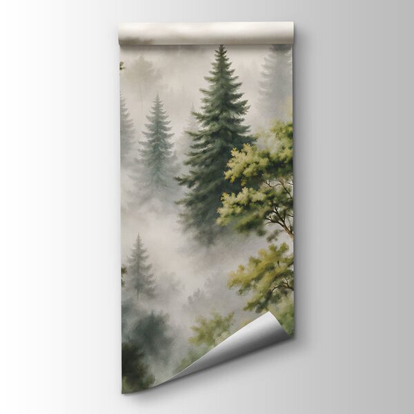 Foggy forest with trees