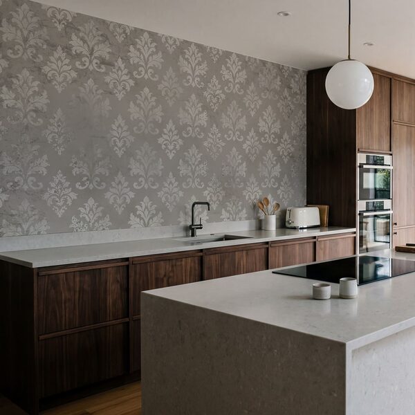 Wallpaper with white fleur-de-lis Wallpaper with white fleur-de-lis