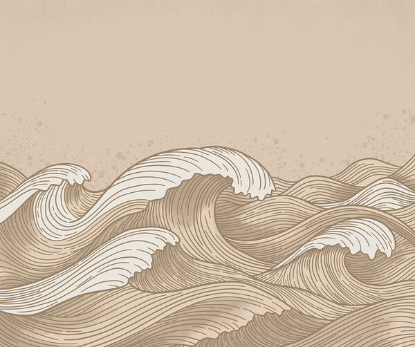 Drawing of waves in a sea
