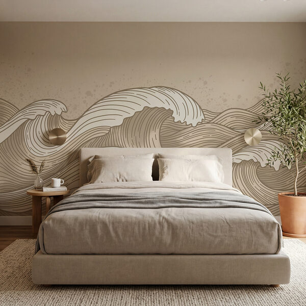 Drawing of waves in a sea