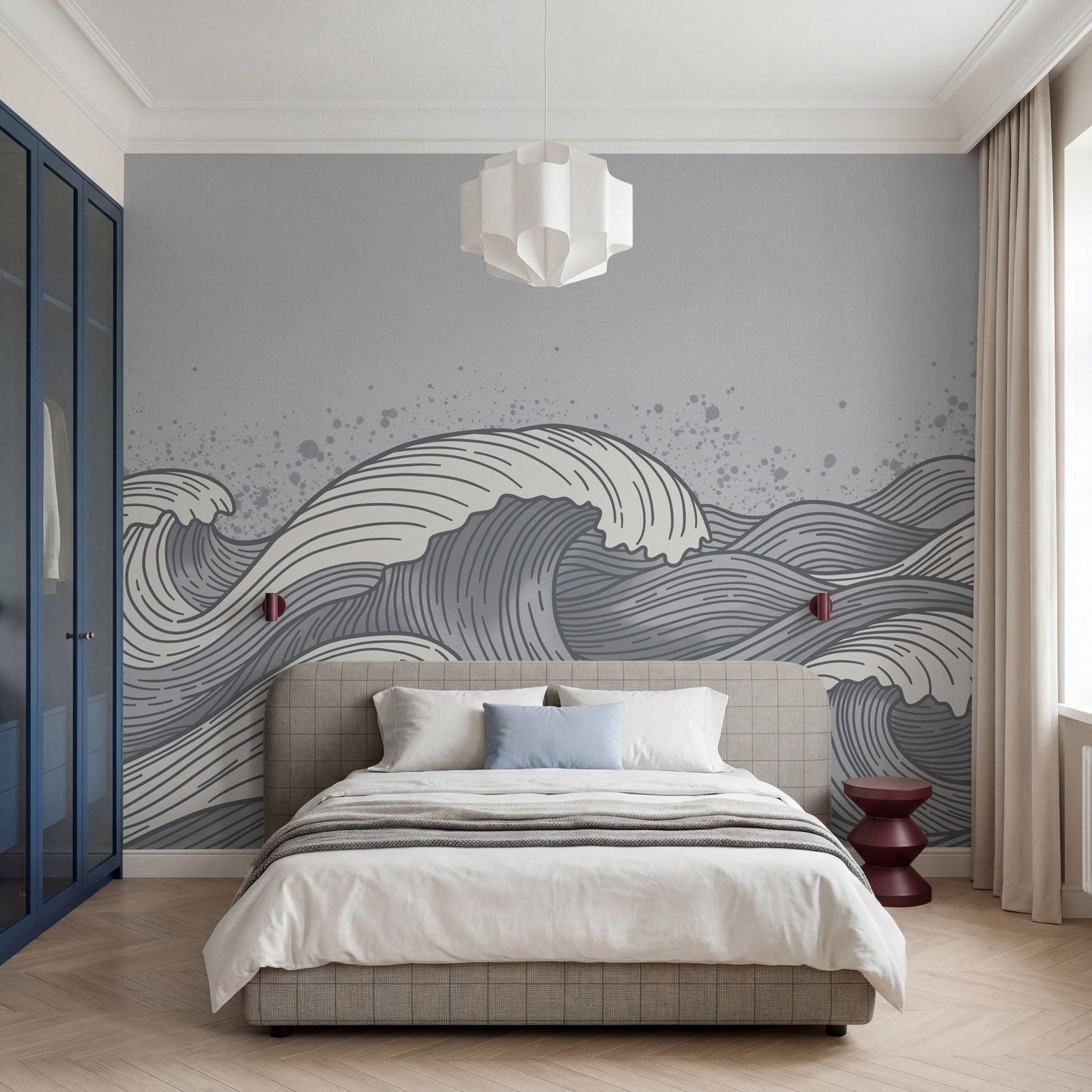 Drawing of waves in the ocean