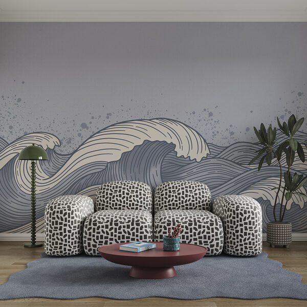 Drawing of waves in the ocean