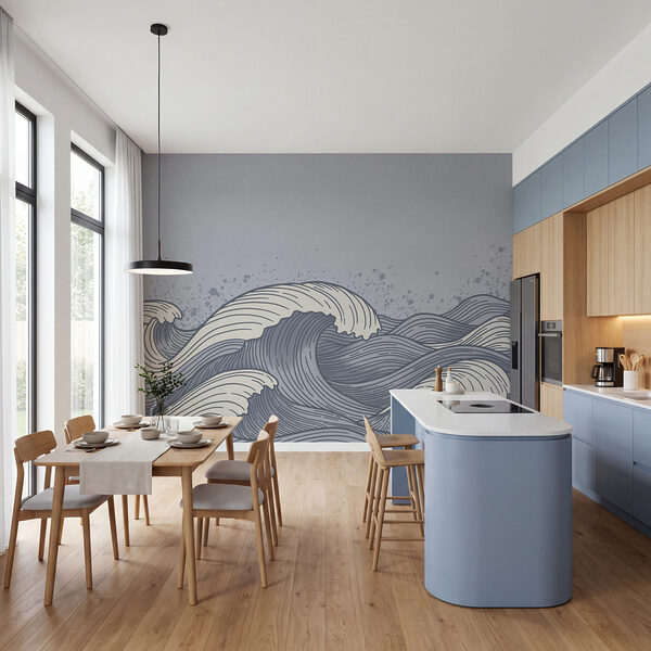 Drawing of waves in the ocean