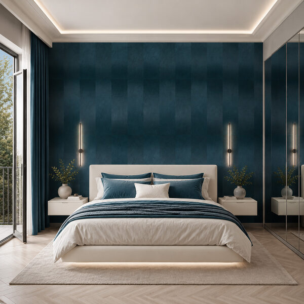 Blue and grey striped wall Blue and grey striped wall