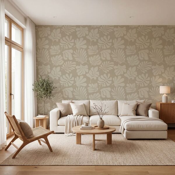Pattern of leaves on a beige background Pattern of leaves on a beige background
