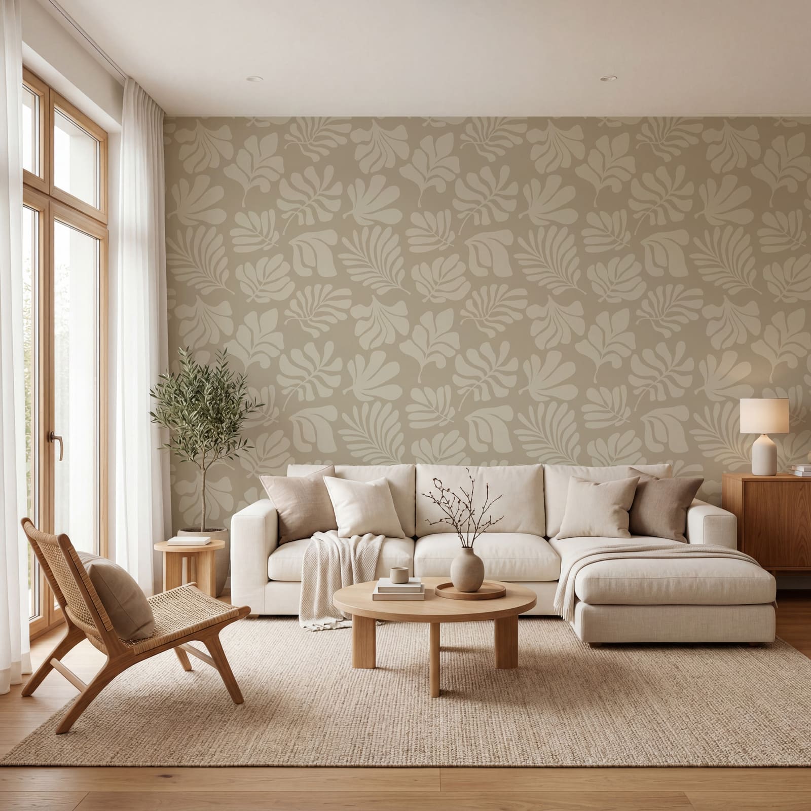 Pattern of leaves on a beige background Pattern of leaves on a beige background