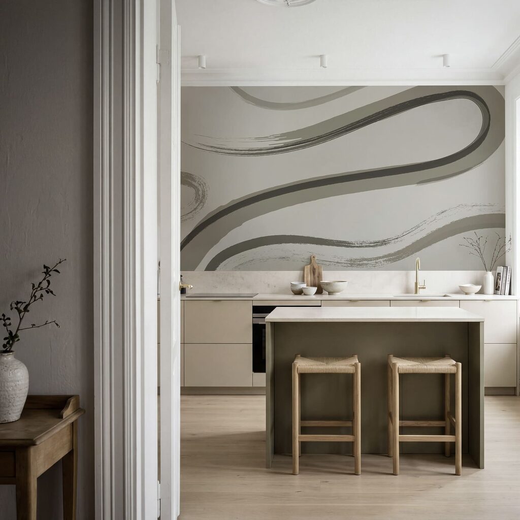 - Abstract waves in muted tones