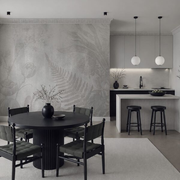 Grey and white floral pattern