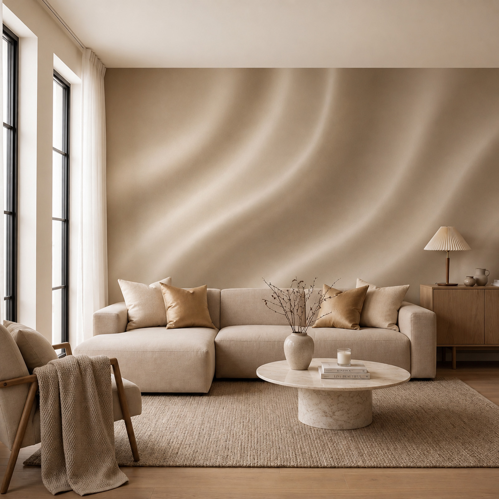White fabric with wavy folds