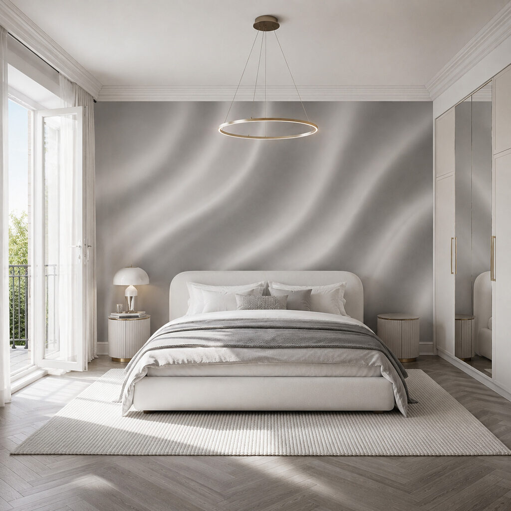 White fabric with wavy folds White fabric with wavy folds