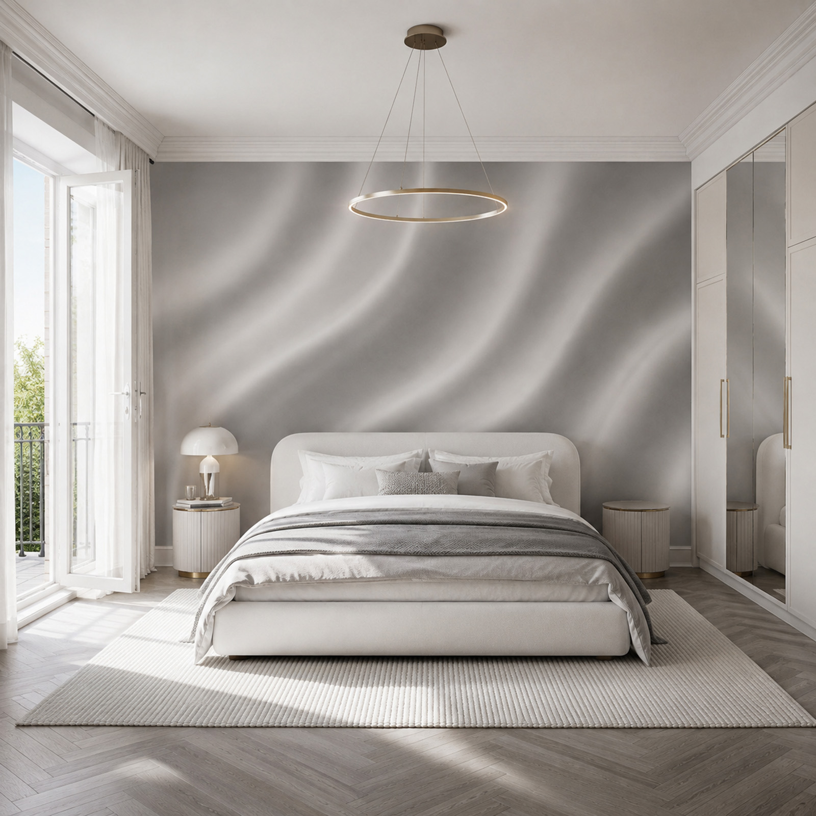 White fabric with wavy folds White fabric with wavy folds