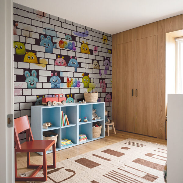 Wall with cartoon characters