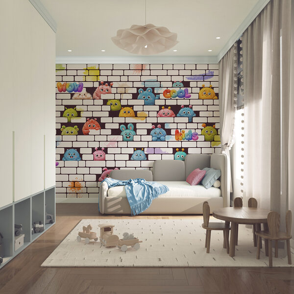 Wall with cartoon characters