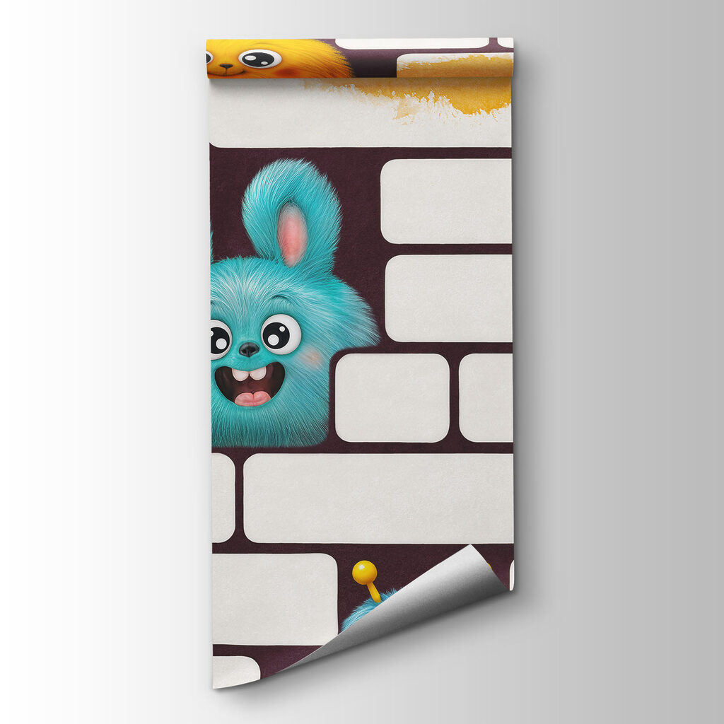 Wall with cartoon characters
