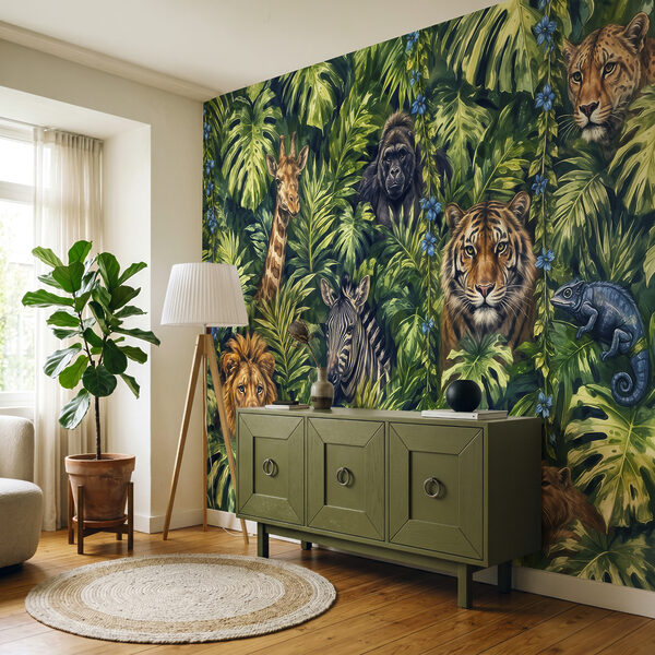 Wall mural Group of animals in a jungle (SKU: t00891) Wall mural Wall mural Group of animals in a jungle (SKU: t00891)