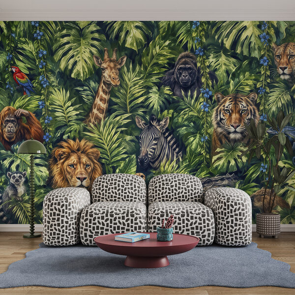 Group of animals in a jungle Group of animals in a jungle