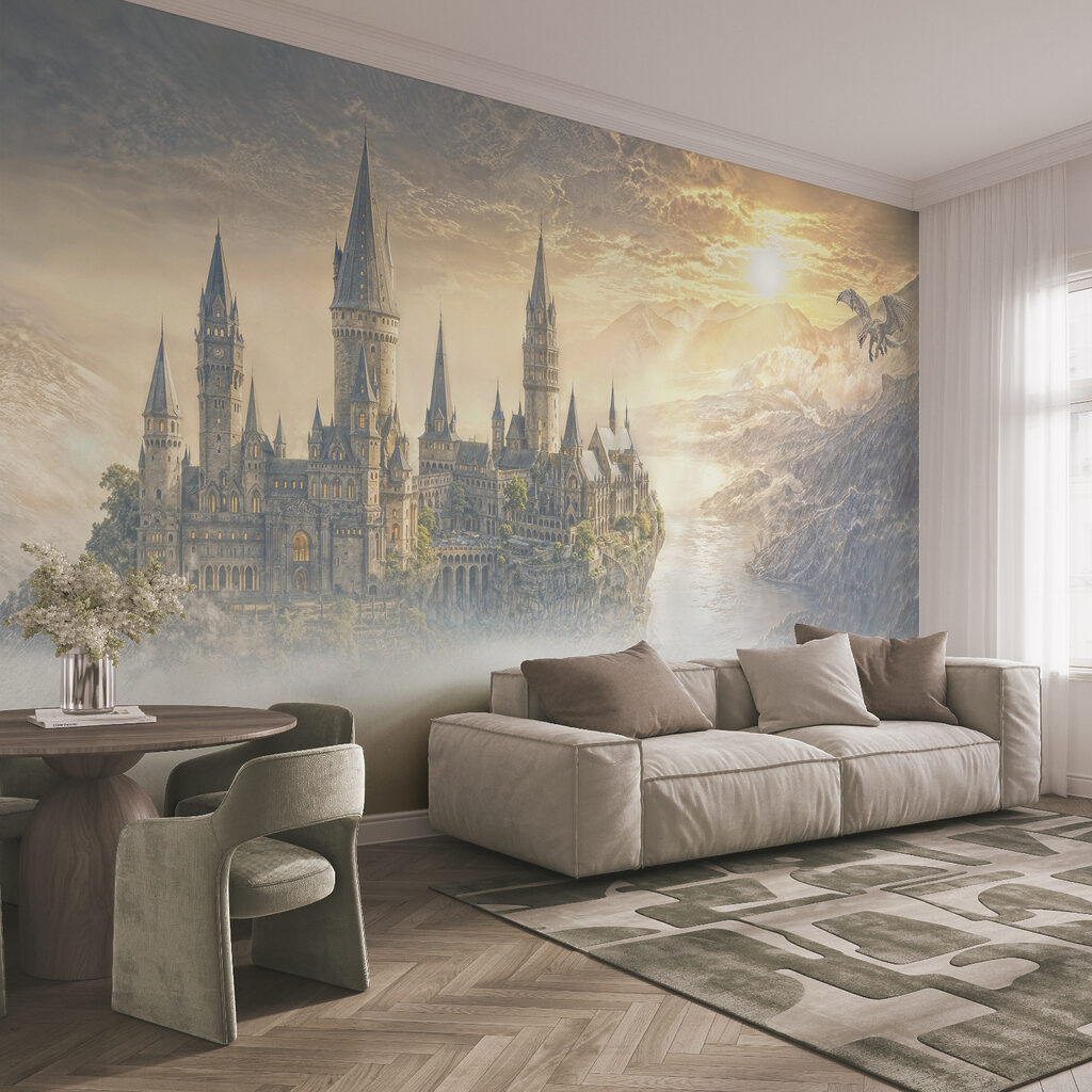 Castle on a hill with clouds