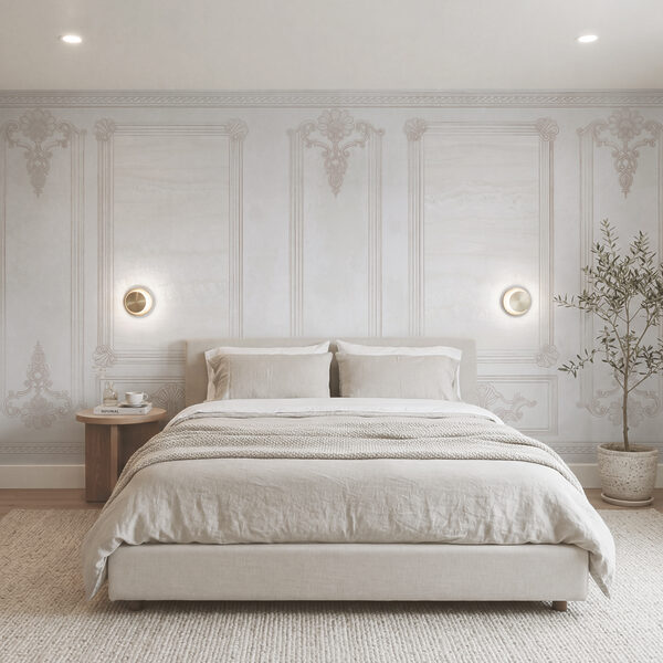 Wall mural White wall with ornate designs (SKU: t00897) Wall mural Wall mural White wall with ornate designs (SKU: t00897)