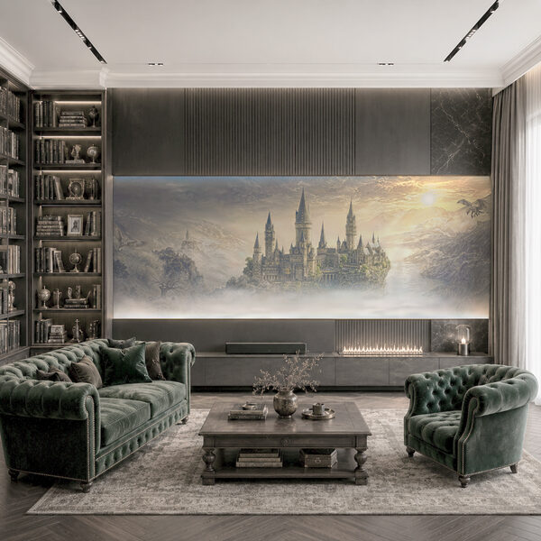 Wall mural Castle on a hill with clouds (SKU: t00893) Wall mural Wall mural Castle on a hill with clouds (SKU: t00893)