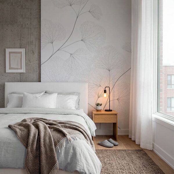 Wall mural Wall mural White leafy plant with thin branches (SKU: t00905v1)
