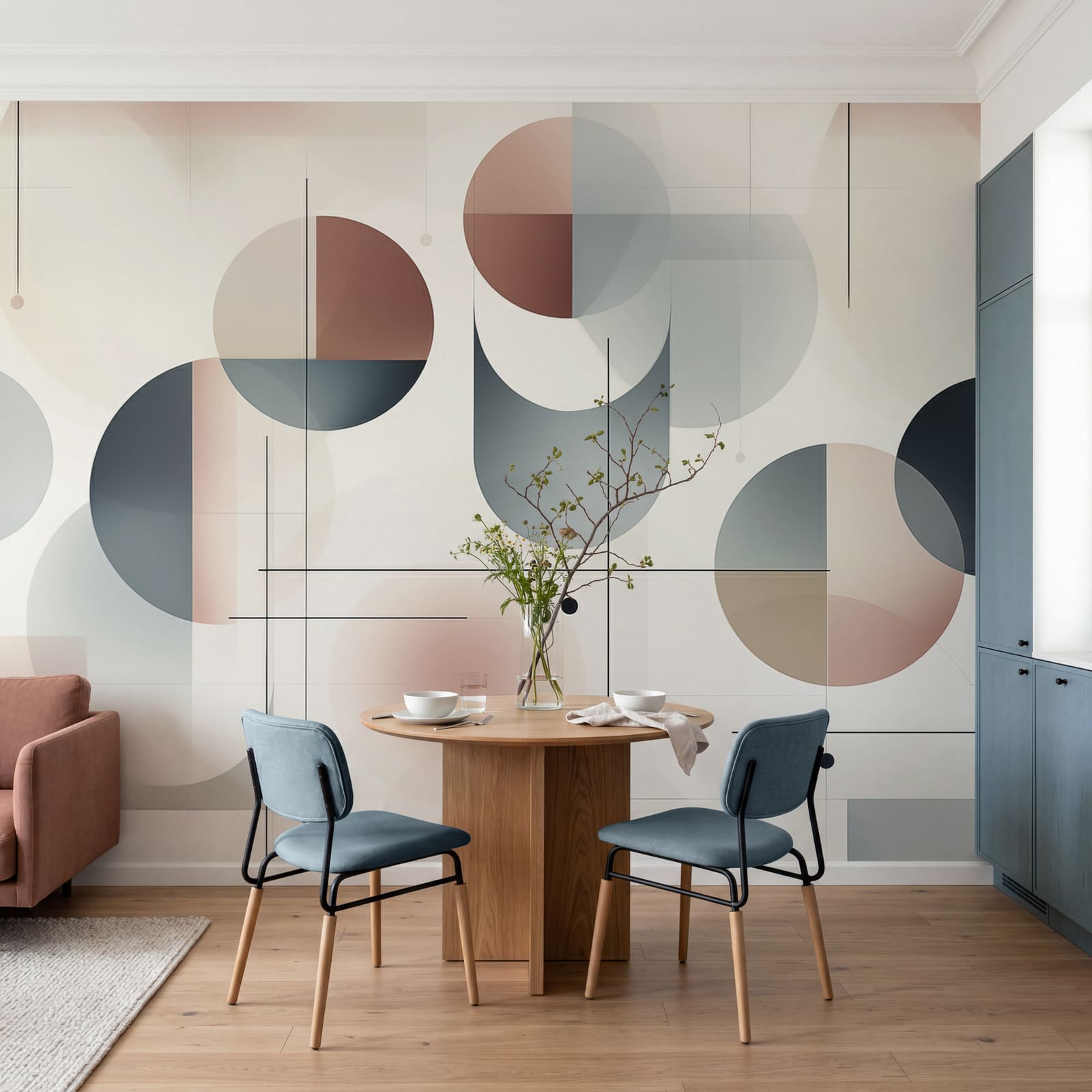 Geometric shapes in soft color palette