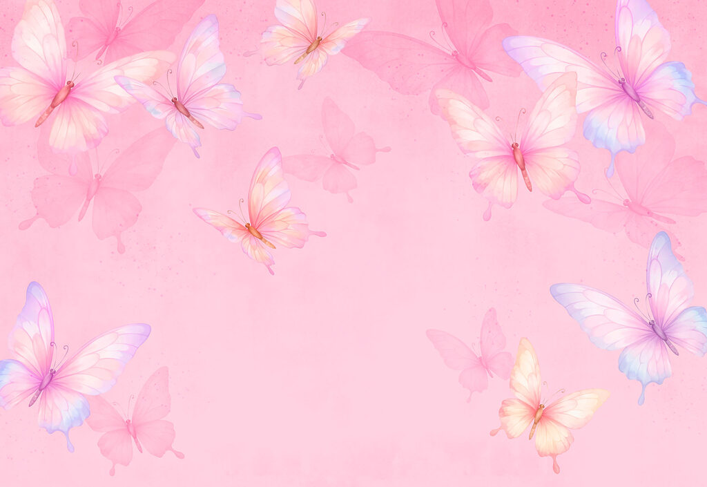 Pink background with butterflies