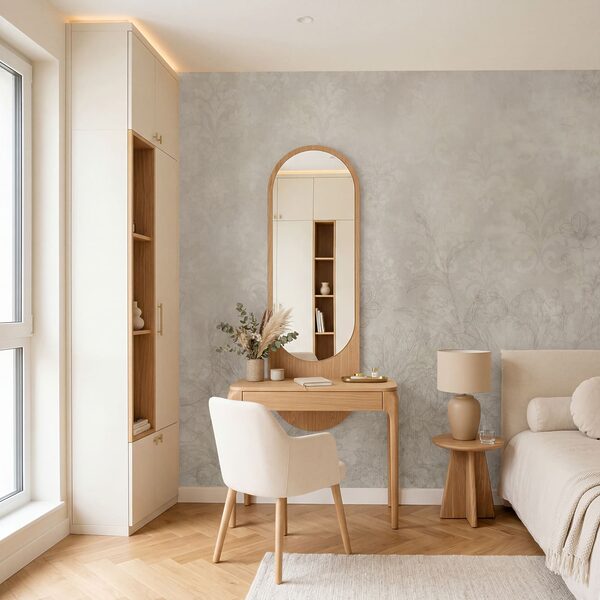 White wallpaper with flowers