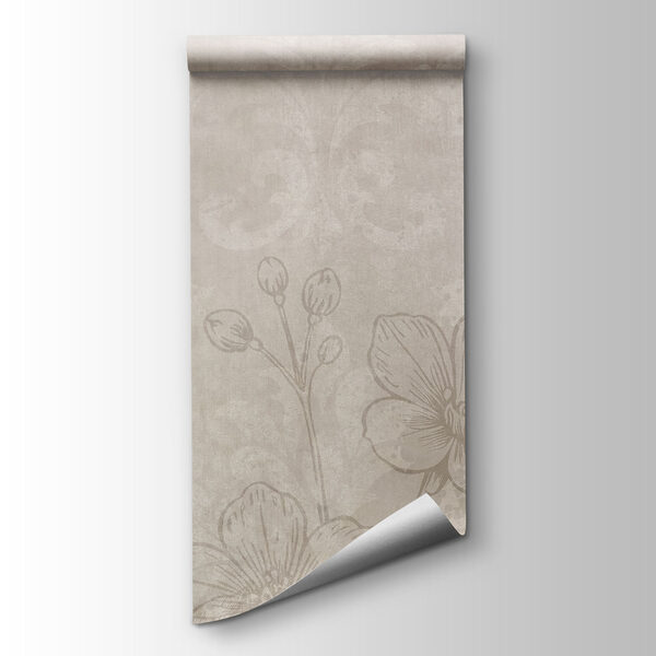 White wallpaper with flowers