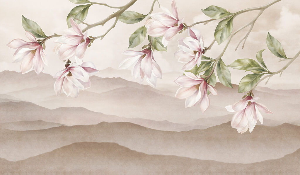 Painting of flowers on a branch Painting of flowers on a branch