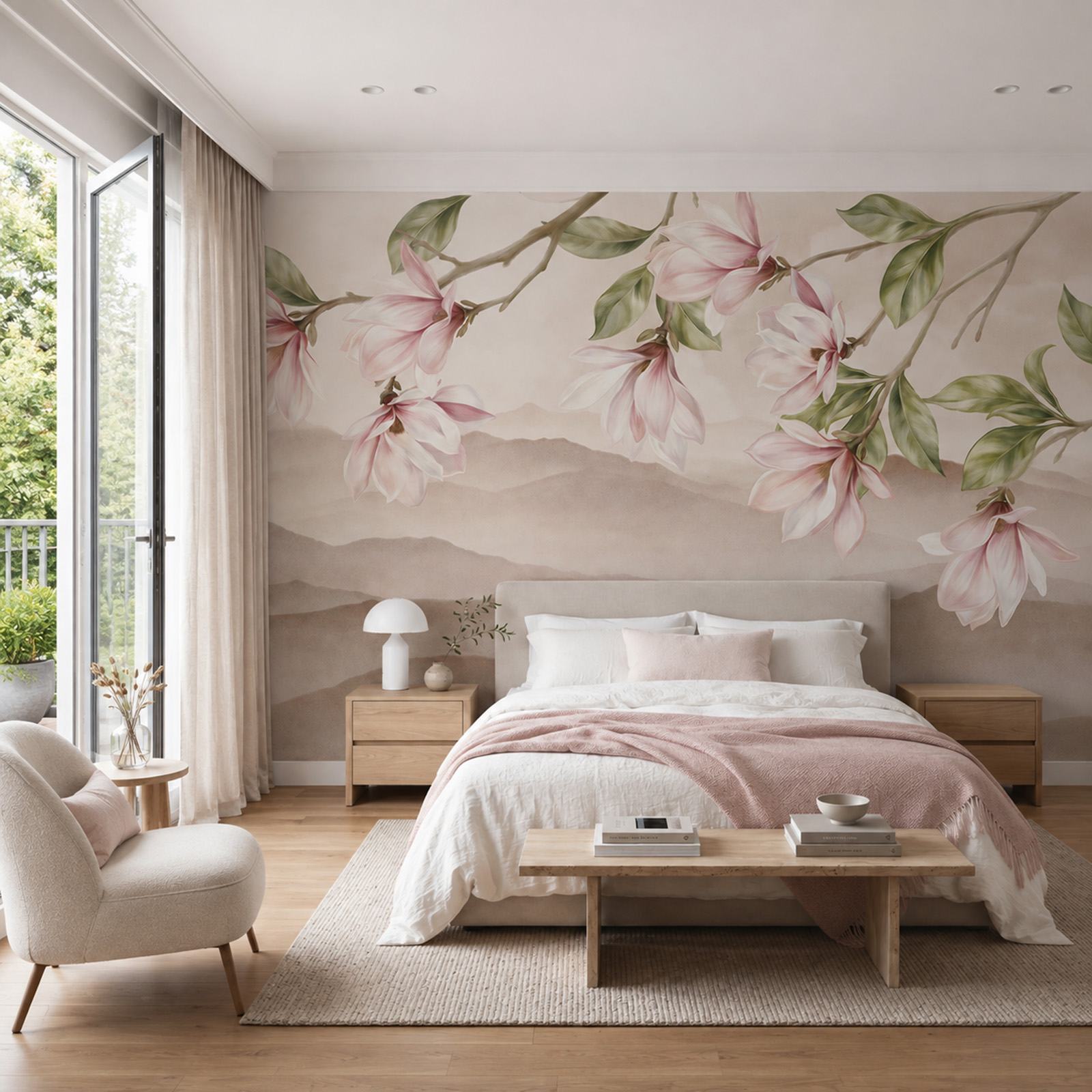 Painting of flowers on a branch Painting of flowers on a branch