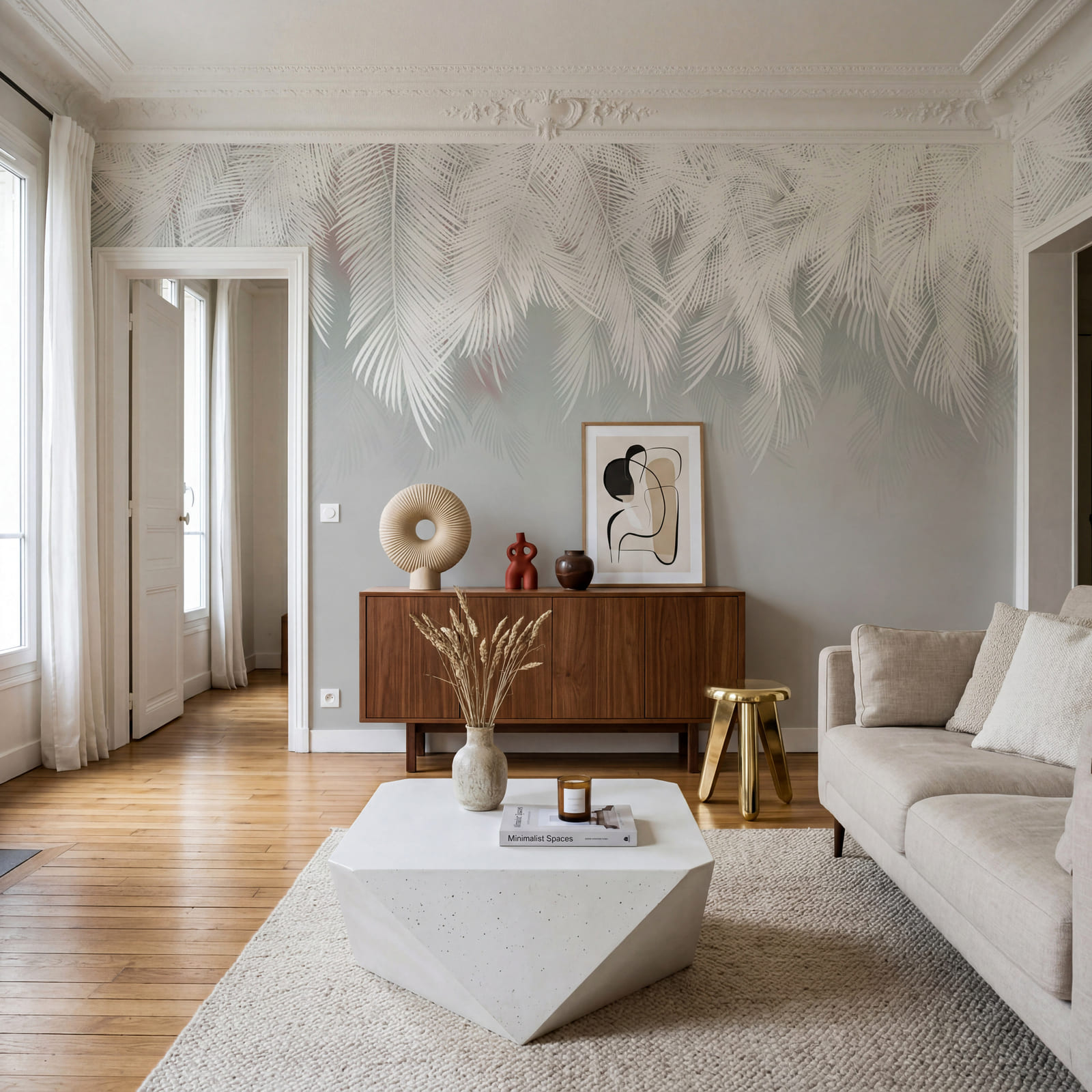 White feathered pattern on a gray background