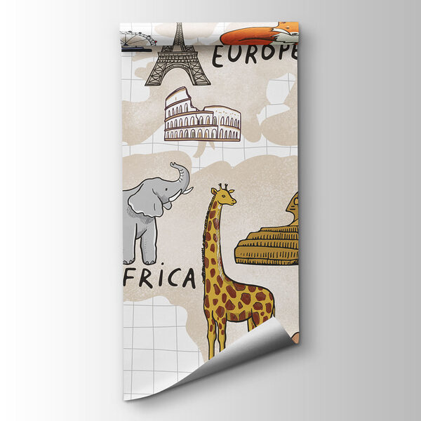 Map of the world with animals Map of the world with animals