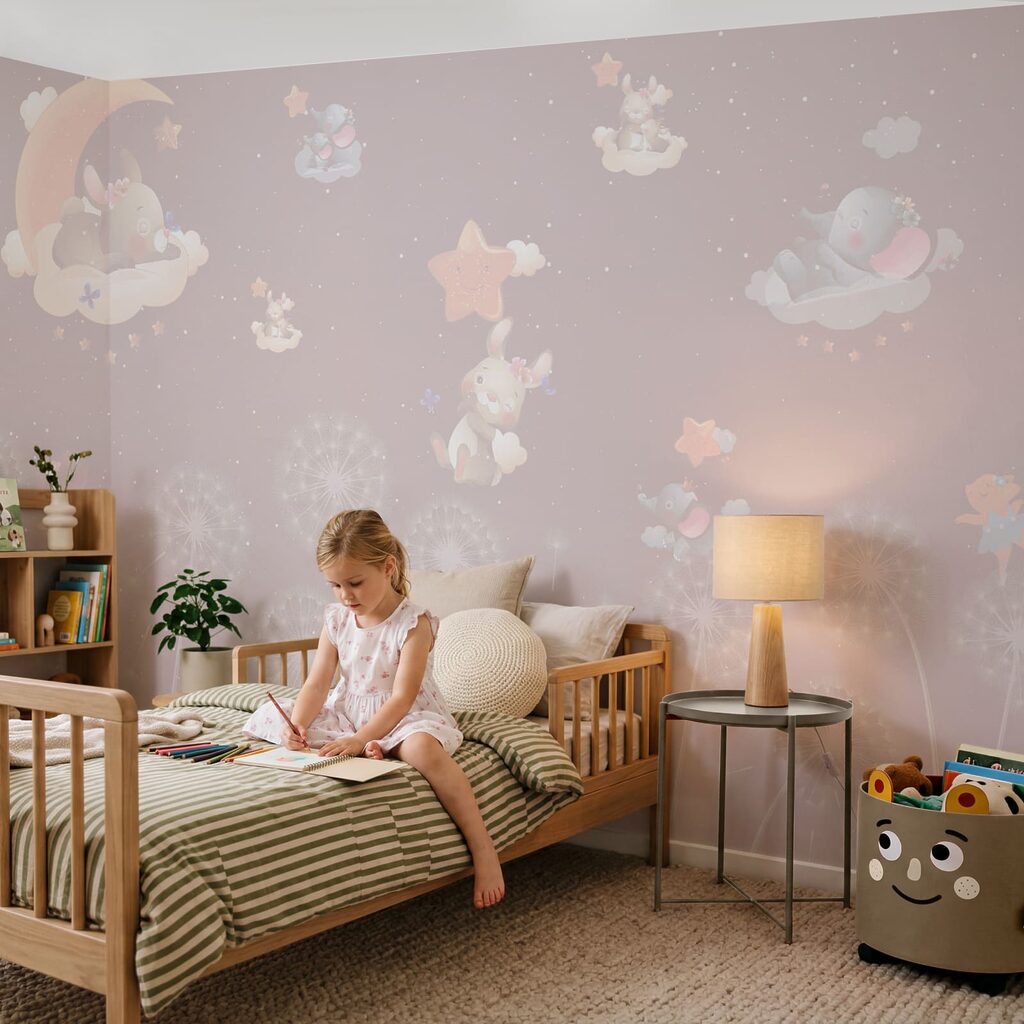 Wallpaper with rabbits and dandelions Wallpaper with rabbits and dandelions