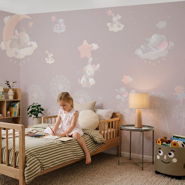 Wallpaper with rabbits and dandelions Wallpaper with rabbits and dandelions
