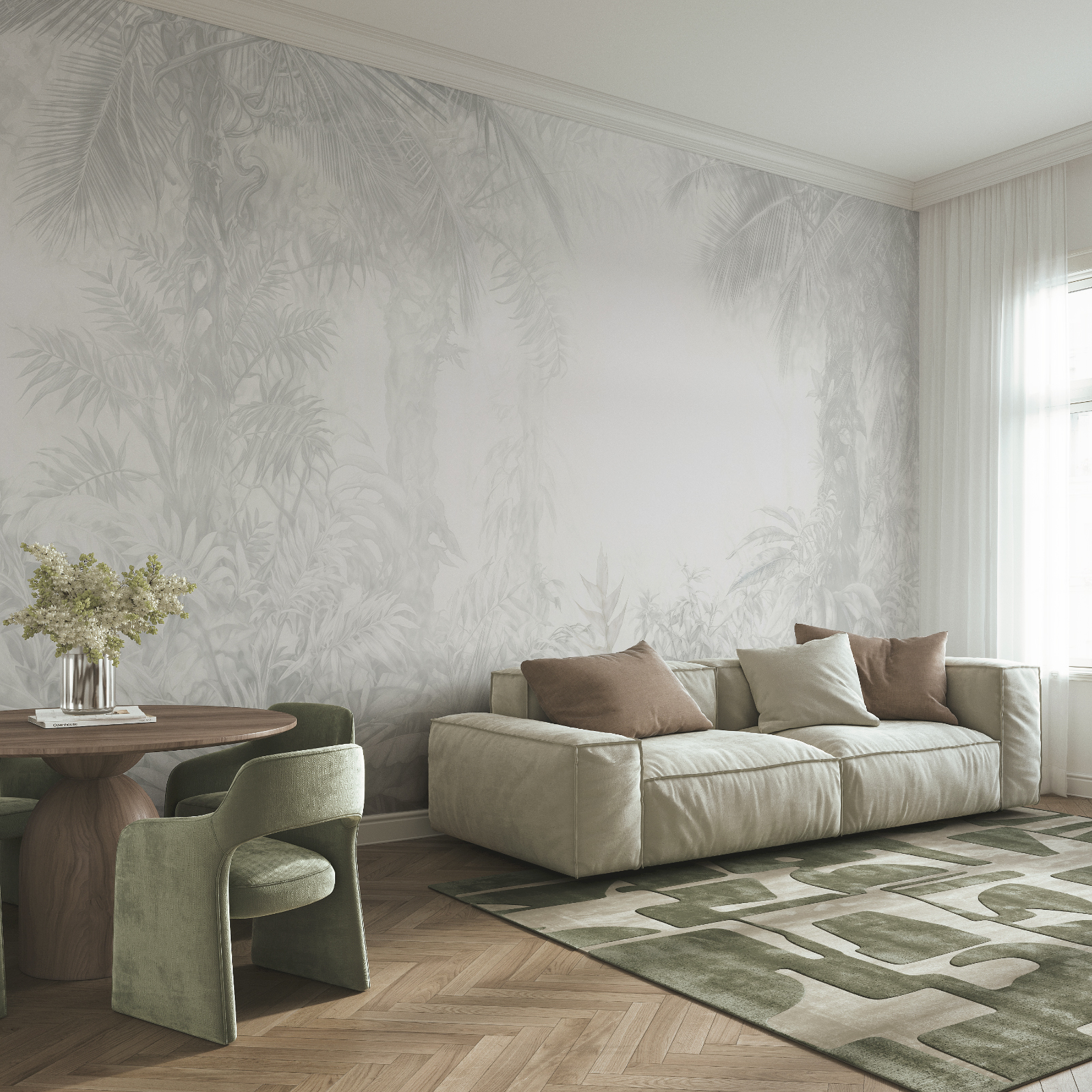 White background with plants