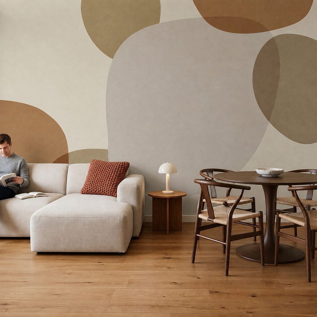 Group of brown and white circles