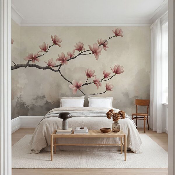 Branch with pink flowers