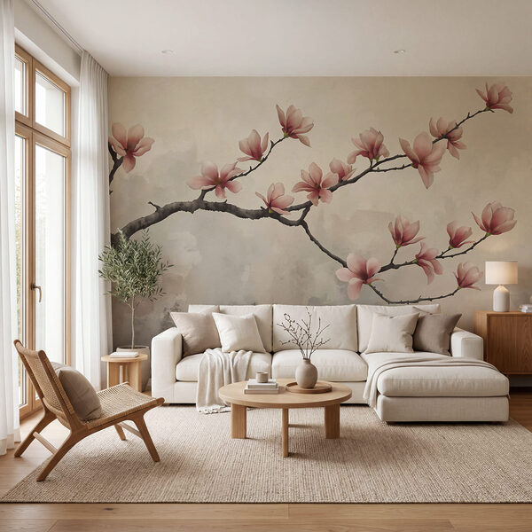 Branch with pink flowers