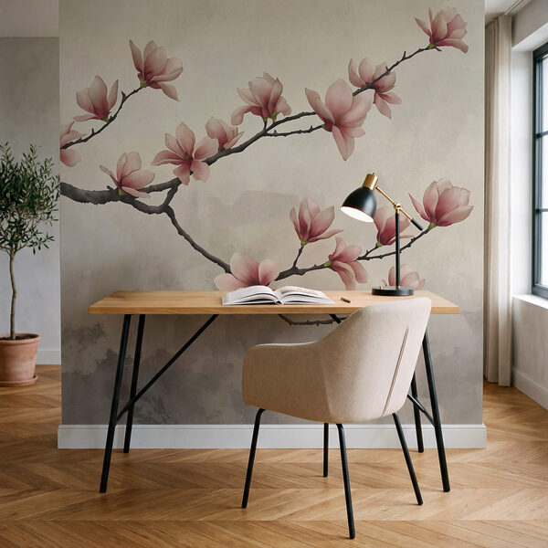 Branch with pink flowers