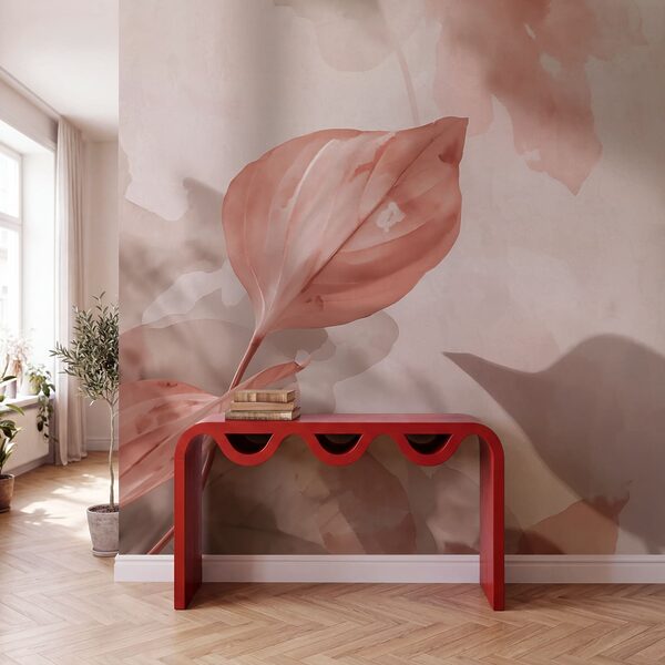Gentle pink leaves in soft light